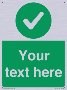 Custom green background, green circle with tick